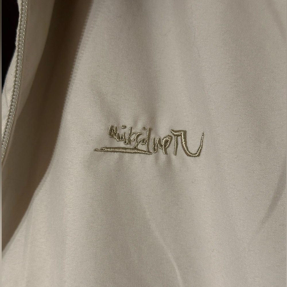 Quicksilver Bomber Jacket Men Cream Harrington Style Full Zip Fold Collar Sz XXL - Picture 2 of 8